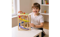 Rotating Slide Track Toy Decorative Gears Wooden Car Track Toy Paint Children's Plaything