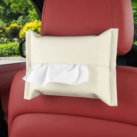 Tissue Box and Napkin Holder for Car Sun Visor, Leather Car Tissue Holder for Armrest Box, Smooth PU Leather Case, Car Tissue Box Pack of 1