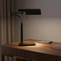 Nordic Design Industrial Swing Arm Table Lamp Minimalist Leather Accent Reading Lamp for Office, Study Room, Bedroom