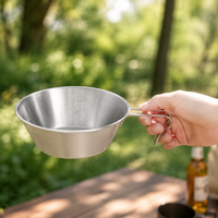 Stainless Steel Bowl for Camping 4-Piece Set Deep Bowl 304 Stainless Steel Camping Tableware Matte