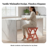 Foldable Design foldable Wooden Stool with Backrest Space-Saving Folding Chair Easy to Carry Portable Furniture all-purpose for Apartment Dwellers, property owners, event and event attendeesers, Small compact areas, Kitchen, Dining Room, Backyard