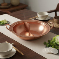 Two-Section Hot Pot Induction Compatible Dual Sided Hot Pot Uniform Heating Spread Double-Flavor Stockpot for Family Meal