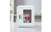 Stainless Steel AED Cabinet with Window Secure Wall-Mounted AED Box Heavy-Duty Defibrillator Storage Cabinet Transparent for Schools, Public Buildings, Offices