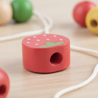 Fine Movement Skills Wooden Fruit Lacing Toy Hand-Eye Coordination Fruit Threading Toy Educational Wooden Threading Beads Color Matching for Toddlers, Kids, Babies, Preschool, Kindergarten