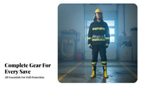 6 Pieces Heat Insulating 6 Piece Firefighter Suit Reflective Strips Retardant Firefighter Outfit Waterproof Fire Protection Clothing Breathable Material for Firefighters, Safety Trainees, Firefighting, Industrial Sites