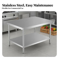 Rust-Resistant Stainless Steel Work Table Easy to Clean Commercial Kitchen Prep Table Versatile Stainless Steel Workbench Waterproof for Restaurant Owners, Professionals, Warehouse, Workshop, Laundry Room, Outdoor
