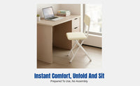 Portable Folding Chair, Leather Backrest, No Assembly, Home, Balcony, Training