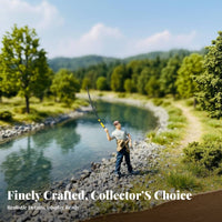 1/64 Fishing Figure Collectible 1/64 Scale Fishing Figure Dynamic Poses Miniature Fisherman Model for Collectors, Hobbyists