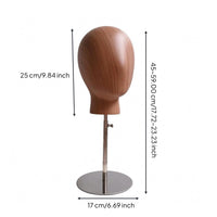 Hairpiece Mannequin Head Metal Base Hairpiece Display Head Wood Grain