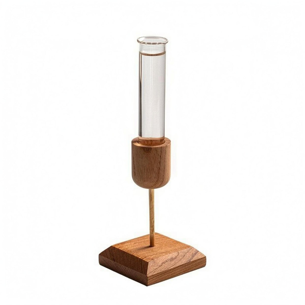 Desktop Glass Test Tube Vase Vertical Design Wood and Glass Vase Compact Size Home Decor