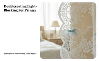 French Pastoral Design Double-Layer Curtain Punchno-Drill Installation Double-Layer Lace Panel Blackout Drapery Translucent Overlay for Renters, Home Decor Enthusiasts, Homeowners, Bedroom, Doorway, Nursery, Playroom