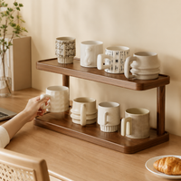 Walnut Wood Desk Shelf, Minimalist Monitor Stand for Home Office, Reinforced Desktop Organizer Tabletop Shelf