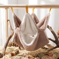 Double Layer Hammock Guinea Pig Bed, Soft Fleece Guinea Pig Hide for Cages, Square Hanging Sleeping Bed for Hamsters and Chinchillas