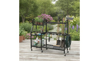 Heavy Duty Garden Tool Organizer with Wheels High-Capacity Rolling Garden Tool Rack Multi-Function Space-Saving for Gardeners, Homeowners