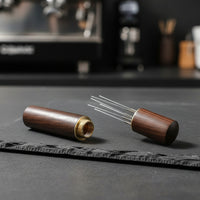 Spiral-Style Espresso Distribution Tool Stainless Steel WDT Tool Wooden Coffee Stirrer with Professional for Baristas