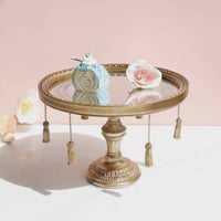 Mirrored Pedestal Tray Embossed Display Riser with Mirrored Surface Reflective Mirror Display Riser for Photo Setup