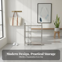 Space-Saving Stainless Steel Shoe Rack Reinforced Design Multi-Tier Shoe Shelf Heavy Duty Multifunctional for Apartment Dwellers, Homeowners, Entryway, Bathroom, Dorm Room, Small Areas