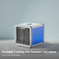 Cools and Humidifies Mini Evaporative Cooler Quiet Operation Desktop Air Cooler Compact Design for Students, Drivers, Bedroom, Dorm, Car
