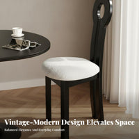 Solid Wood Frame Keyhole Back Dining Chair Unique Design French Retro Makeup Chair Ergonomic Backrest Vanity Stool for Interior Designers, Homeowners, Women, Dressing Room, Bedroom, Home Office