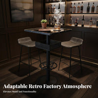 3 Pieces Factory-aesthetic aesthetic Counter Height Table and Stool Set Wrought Iron Frame Bar Furniture Retro Design for Restaurant Owners, Cafe Proprietors, Nightclub, Small Spaces, Home Kitchen, Dining Room