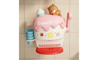 Plastic Ice Cream Bubble Machine Safe Bubble Maker with Crank Sturdy Bath Toy with Suction Cups Easy to Use for Children, Toddlers, Bathtub, Bathroom