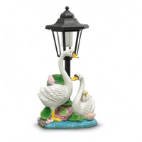 Solar Lamp with Bird Base Outdoor Garden Statue with Solar Light Figurine Sculpted for Gardeners, Patio, Pathway