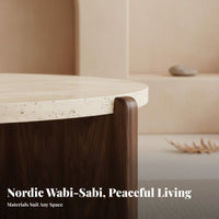 Round Stdistinct-Top Tripod Table Wabi-Sabi Design Round Pedestal Table Minimalist design Household Furniture for Families, Adults, Balcony, Office, Bedroom
