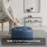 Light Luxury Design Round Upholstered Pouf Multifunctional Low Stool multipurpose Use Vanity Seat Modern Aesthetic for Children, Homeowners, Living Room, Entryway, Bedroom, Small Spaces