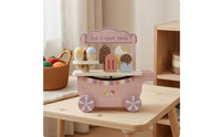 Wooden Ice Cream Cart Rolling Wheeled Ice Cream Cart Interactive Play Plaything