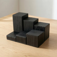 6 Pieces Wooden Display Blocks Solid Wood Modular Riser Blocks Wooden Display Stand Versatile Tiered Riser Stand Geometric
