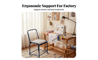 Cool and Breathable Woven Cord Factory Chair Wear-Resistant Workplace Furniture Sturdy Frame Workshop Stool High Load-Bearing for Sewing Machine Operators, Manual Laborers