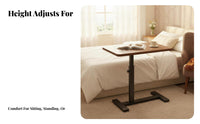 Height Adjustable Rolling C-Shaped Tray Table Movable with casters Rolling C-Shaped Stand Foldable Design Overbed Desk Multi-Purpose for Patients, Bedridden Individuals Women, Hospital Room, Nursing Home, Bedroom