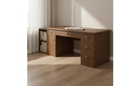 Minimalist Design Computer Desk with Drawers Spacious Desktop Home Office Writing Desk Sturdy Construction Study Table with Storage Thickened Tabletop for Students, Bedroom