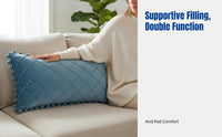 Plush Crystal Quilted Pillow Cover, Tassel Accent, Modern Minimalist, Decorative for Sofa, Bedroom, Waist Support