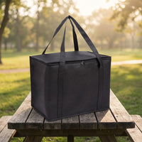 Cool Bag and Insulated Box for Hot Cold Food, Large 30*25*25cm Cool Box for Shopping Bags, Foldable Food Delivery Bag, Handheld Delivery Bag