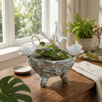 Swan Planter Hand Painted Swan Planter Pot Textured Finish Garden Decor for Yard, Patio