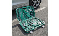 121 Pieces Automotive Repair Tool Collection Organized Mechanics Tool Set Portable Socket Set with Case for Vehicle Owners, Home Mechanics