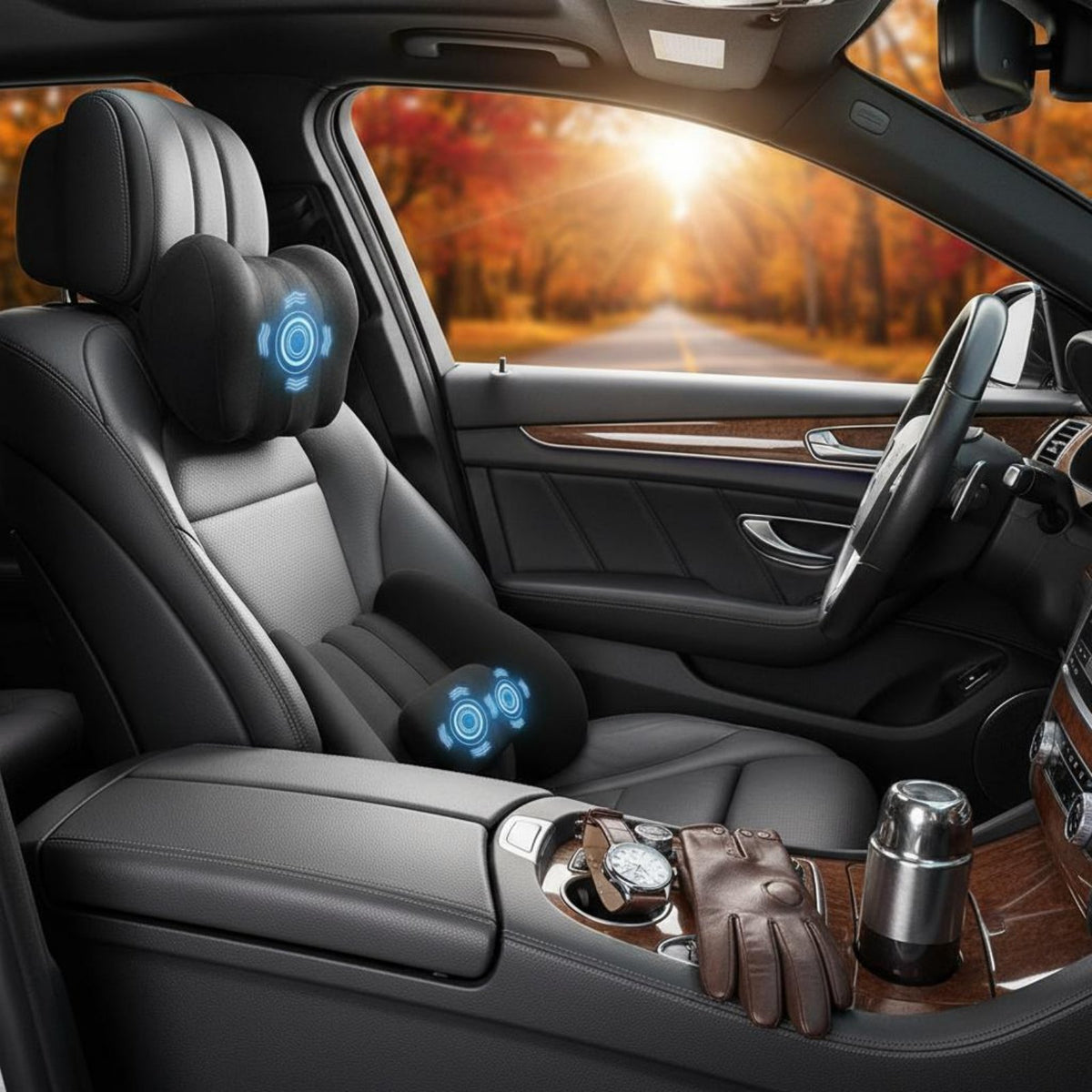 Electric Vibration Massage Car Set Memory Foam Vibrating Back and Neck Pillow Set for Home