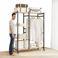 Carbon Steel Frame Clothes Rack with Shelves and Drawers Heavy Duty Accessible Closet System Easy to Move Metal Garment Rack Dust-Proof Curtain for Bedroom, Dorm Room