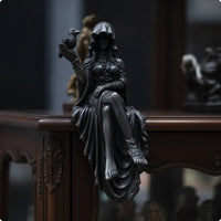 Reaper Statue with Bird Hooded Gothic Statue Black Decor for Halloween, Bookshelf