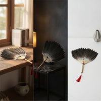 Handmade Goose Feather Fan Decorative Feather Fan Traditional Accessory Oversized for Performers, Cosplayers