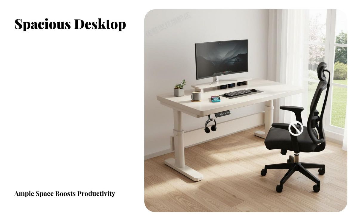Height Adjustable Desk Stable Frame Sitting-Standing Desk Sturdy Construction Sitting-Standing Computer Table for Students, Streamers