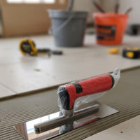 Stainless Steel Plastering Trowel Mirror Polished Notched Tiling Trowel Drywall Mud Ergonomic Handle for Tile Installation
