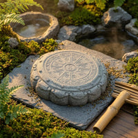 Faux Bluestone Decorative Drum Ornament Raised Relief Miniature Landscape Ornament Engraved Pattern Home Decor Resin for Garden