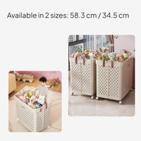 Foldable Storage Box with Casters, PP Toy Organizer