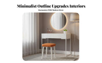Modern Design Upholstered Vanity Stool Space-Saving Stackable Tufted Footstool Padded Seat Household Furniture Multifunctional for Makeup Users, Apartment Dwellers, Homeowners, Dining Room, Small Areas, Bedroom, Entryway