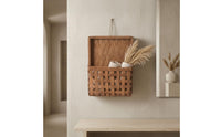 Woven Wall Basket Hanging Rope Wooden Storage Basket Handcrafted