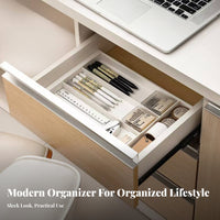 Multi-Compartment Expandable Drawer Organizer Space Saving Adjustable Utensil Drawer Tray Versatile Placement for Families, Cooks, Bathroom