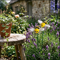 Ceramic Garden Decorative Bee Stakes for Yard & Lawn, Artificial Insect Ornaments for Vases & Everlasting Flowers