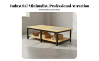 Double Layer Workbench High Load Capacity Assembly Line Table Sturdy Steel Frame Industrial Work Table with Shelf for Warehouse, Garage